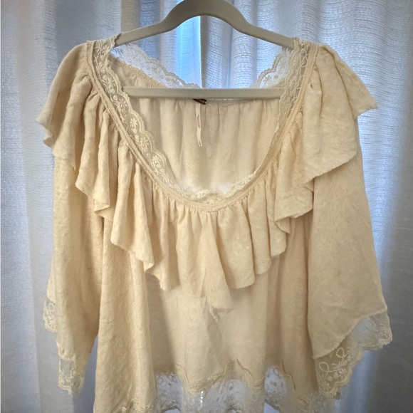 Free People Ivory Ruffle Lace Blouse - Picture 6 of 6